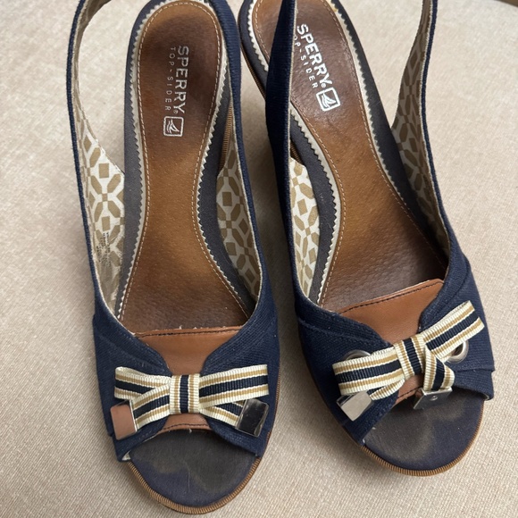 Sperry Top Sider Wedge Open Toe Heels Size 7.5 - Picture 1 of 5